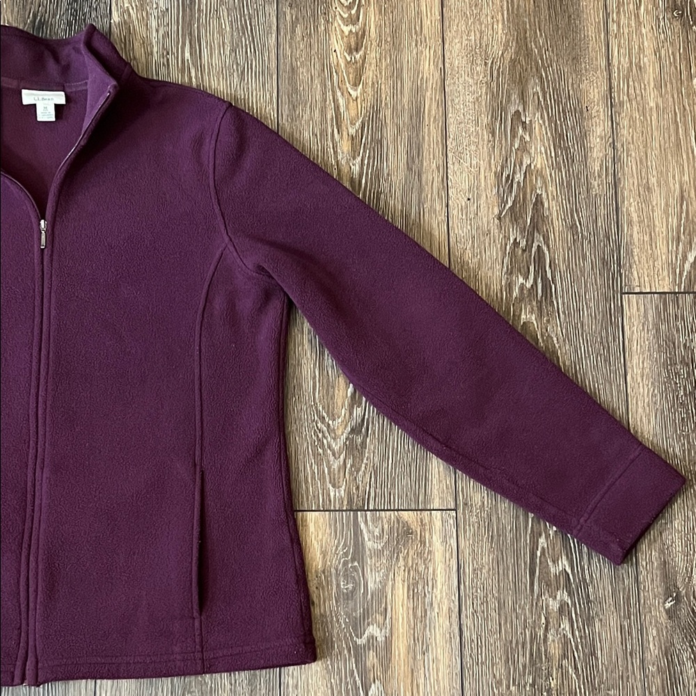 L.L. Bean Polartec Fleece Purple Jacket Zip Closure Pockets Collar Womens Medium - Picture 2 of 14